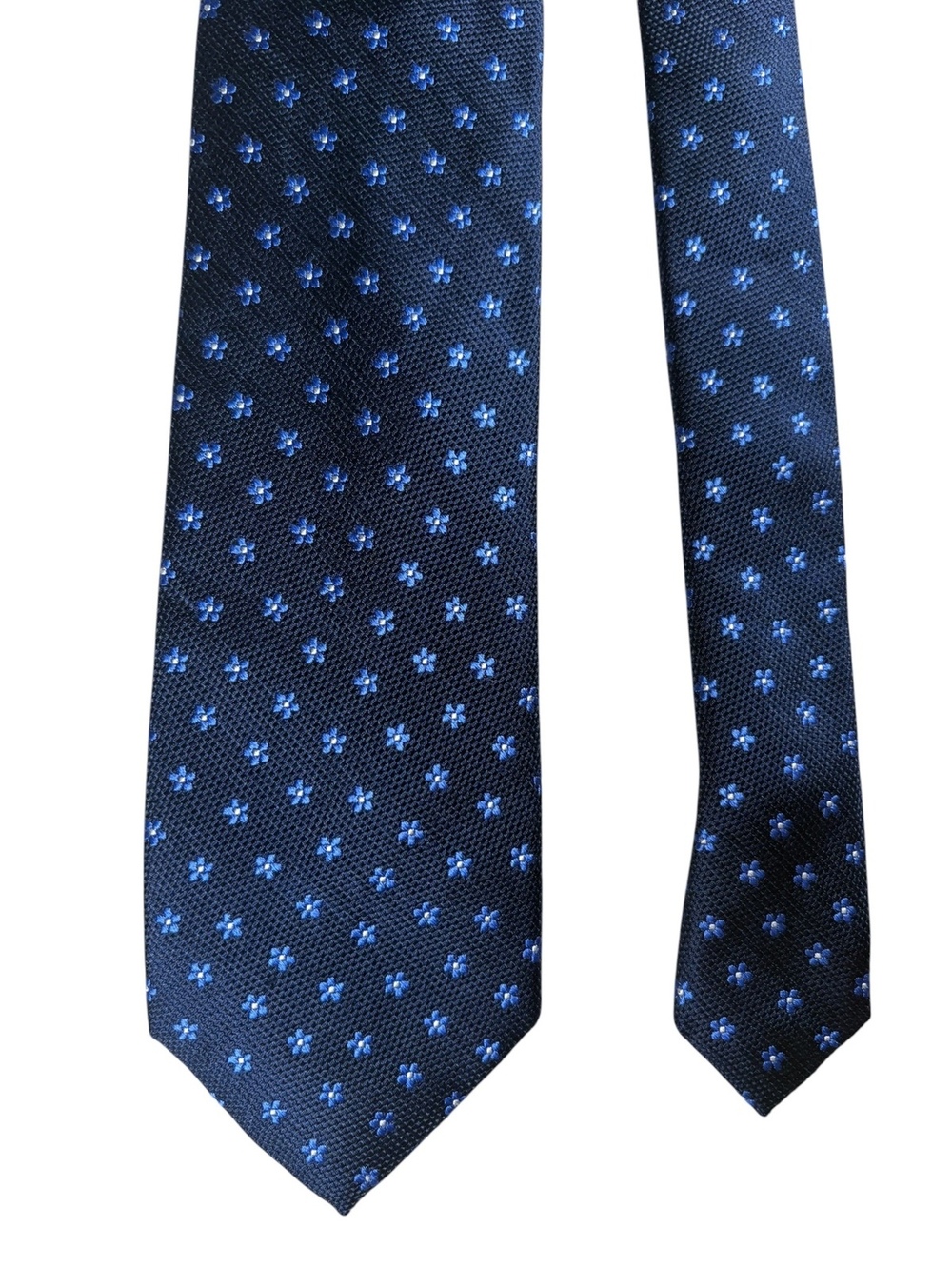 Tommy Hilfiger 100% Silk Navy Blue Floral Jacquard Men's Designer Tie